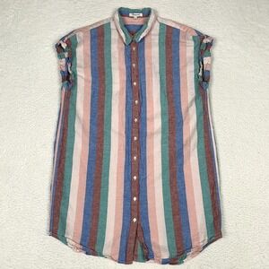 Madewell Central Shirtdress Womens XL Flagstaff Stripe Linen Blend Button Up
